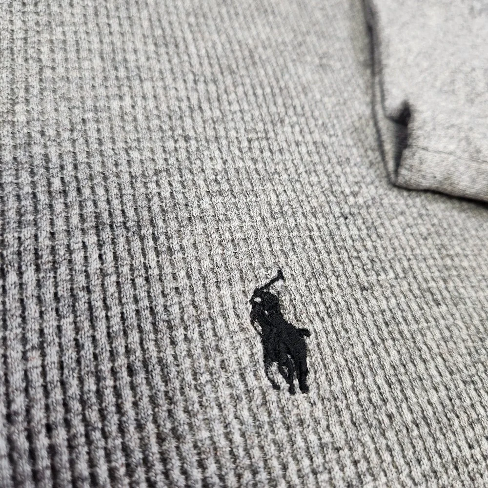 Polo Ralph Lauren Shirt Men‎ 2XLT Waffle Knit Thermal Heavy Cotton Gray Crewneck